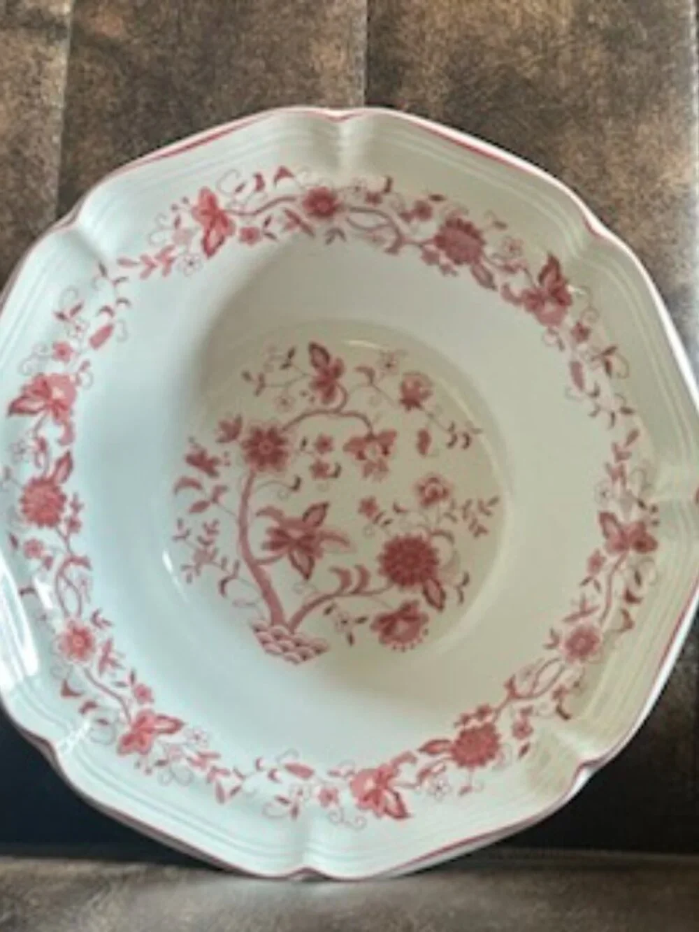 Vintage Rare Woolworth Pink Red Floral Pattern Transferware Serving Bowl